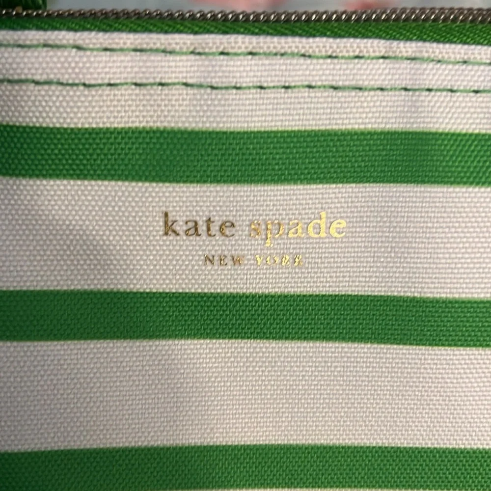 Kate Spade Green and White Striped Tote - Picture 3 of 7